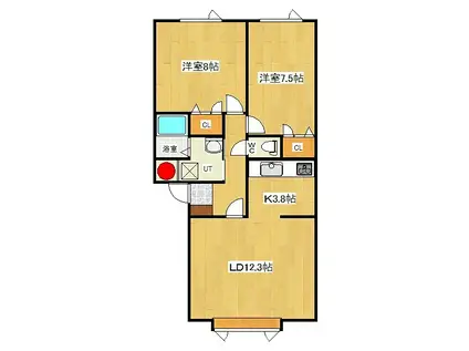 チロルV(2LDK/1階)の間取り写真