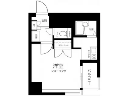 クランヴァン水天宮(1K/4階)の間取り写真