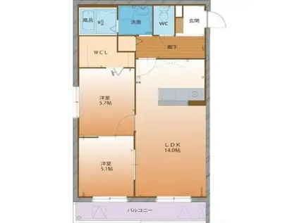 アルカンシエル(2LDK/2階)の間取り写真