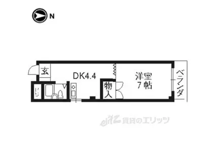 エスポワール田中1番館(1DK/4階)の間取り写真