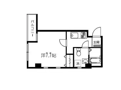 KSフラット(1K/2階)の間取り写真