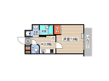 オリオリシティVIII(1K/1階)の間取り写真