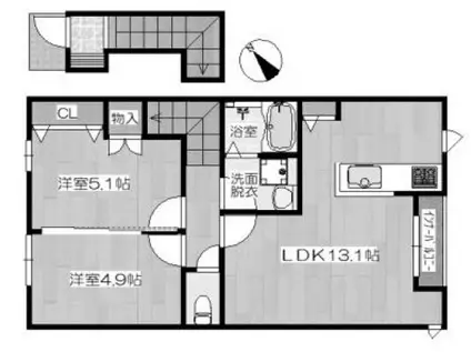 ベラビスタ(2LDK/2階)の間取り写真