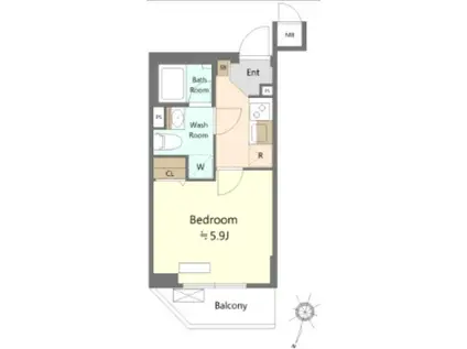 ショウケンレジデンス横浜大口III(1K/5階)の間取り写真