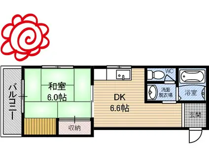 シティーパリス(1DK/3階)の間取り写真