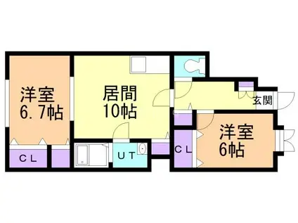 レジデンスキャメル(2LDK/1階)の間取り写真