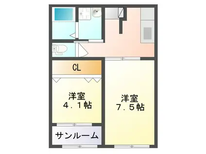 リヴィエールA(2K/2階)の間取り写真