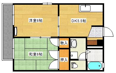 リーベン井口(2K/2階)の間取り写真