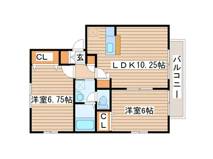 アミティエI番館(2LDK/1階)の間取り写真