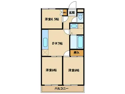 ハイムアメミヤ(3DK/4階)の間取り写真