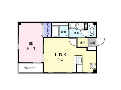 グランデージュ B(1LDK/2階)の間取り写真