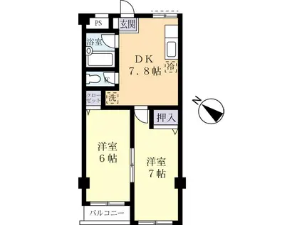 ブリッジI(2DK/3階)の間取り写真