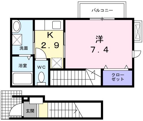 ジュネスMUKAI(1K/2階)の間取り写真