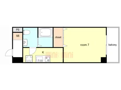 CITYSPIRE新神戸(1K/10階)の間取り写真