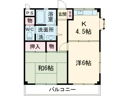 マルウハイツ(2DK/2階)の間取り写真