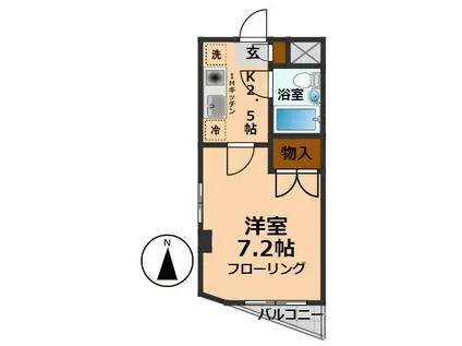 ランドロード川野(1K/2階)の間取り写真