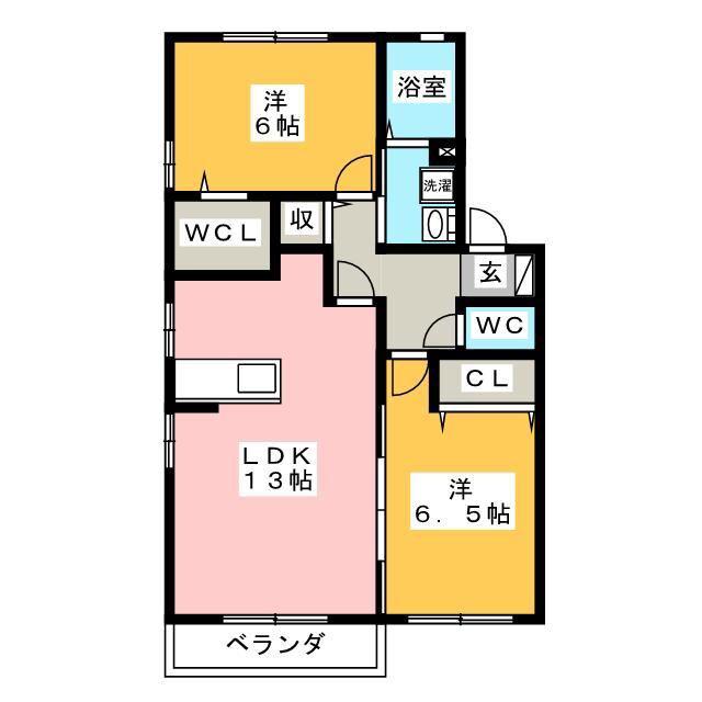 サウス WIND(2LDK/2階)の間取り写真