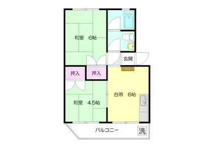 ジョイヒルズ(2DK/3階)の間取り写真