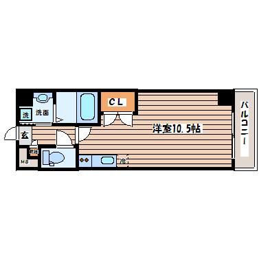 コーポこがね(ワンルーム/3階)の間取り写真