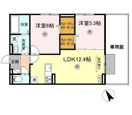 D-ROOM平田台4丁目(2LDK/1階)の間取り写真