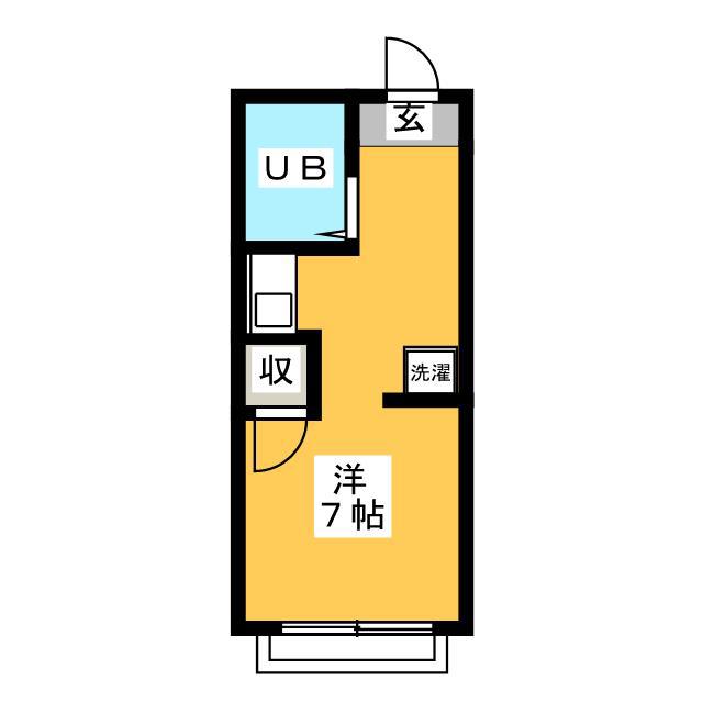 グリーンパーク飛鳥(ワンルーム/1階)の間取り写真
