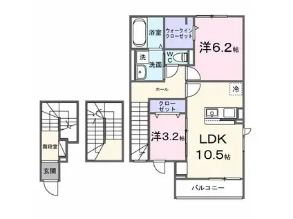 オリエンタルレジデンスVII(2LDK/3階)の間取り写真