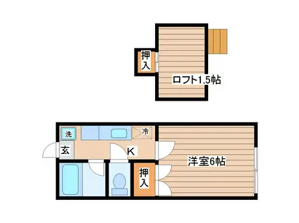 アーバンシティ長命ヶ丘(1K/1階)の間取り写真