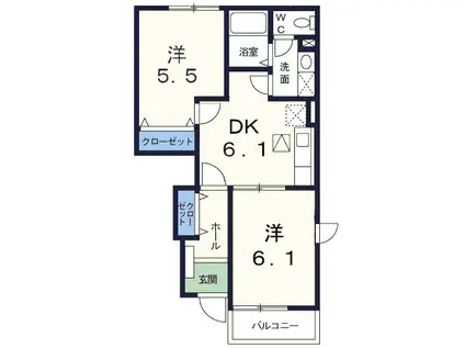 ラフィーネ・A棟(2DK/1階)の間取り写真