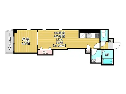 COTE DOR SOGA(1LDK/1階)の間取り写真