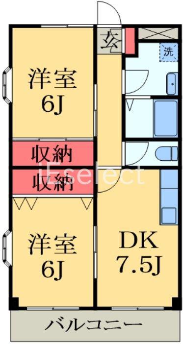 グランメールA(2DK/3階)の間取り写真