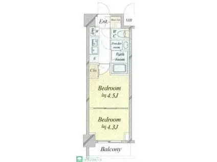 ドゥーエ新横浜(2K/6階)の間取り写真