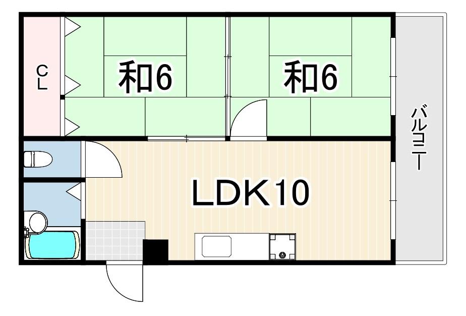 三葉ハイツ(2LDK/2階)の間取り写真