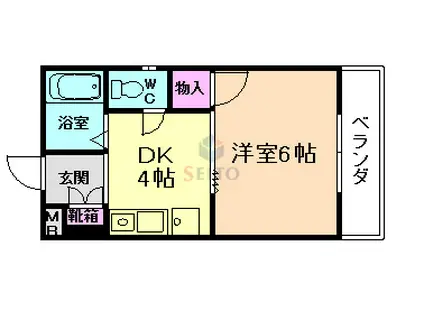 パークサイドII(1DK/1階)の間取り写真