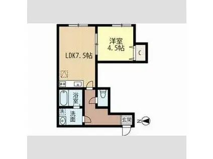 Kコート北19条(1LDK/2階)の間取り写真