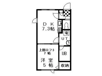 エステートINピース(1DK/2階)の間取り写真