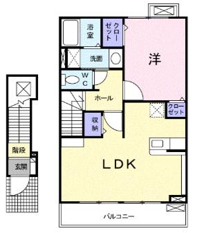 クリアネス(1LDK/2階)の間取り写真