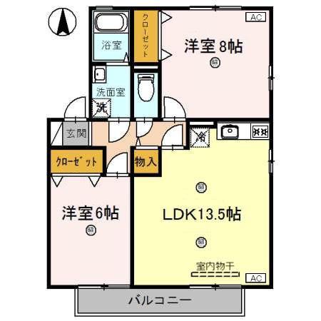 グレイス・ヴィラ B(2LDK/2階)の間取り写真