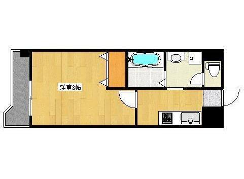 カーネリアン新屋敷(1K/6階)の間取り写真