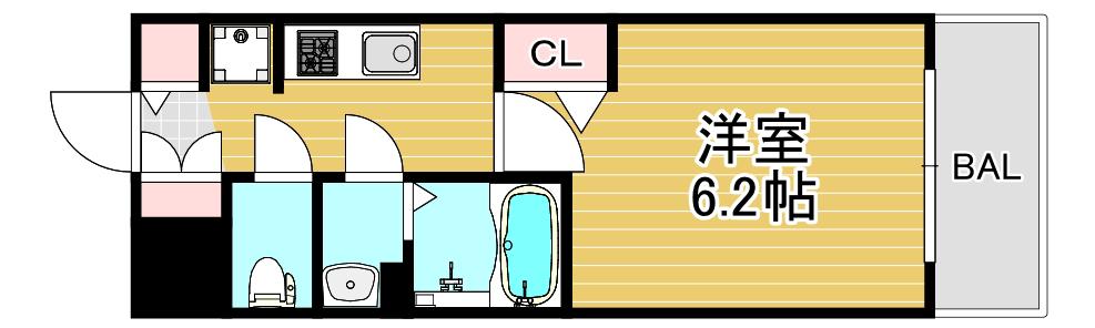 ララプレイス大阪福島アビリテ(1K/2階)の間取り写真