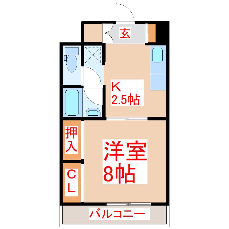 東カングランドマンション第1南林寺シーサイド(1K/8階)の間取り写真