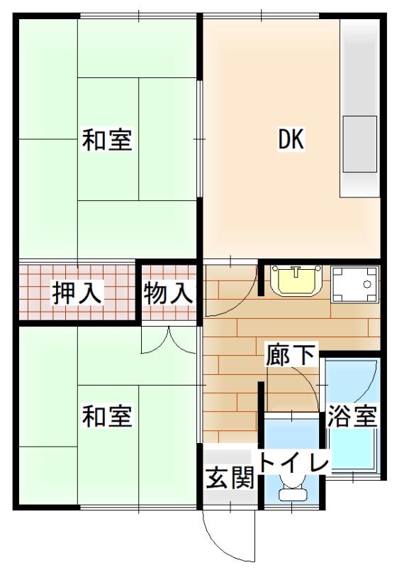 山本アパート 9197(2DK/2階)の間取り写真