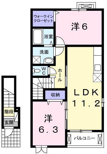 クラシオン(2LDK/2階)の間取り写真