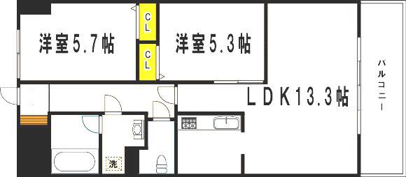 ルネックスII(2LDK/6階)の間取り写真