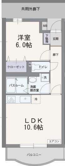 フィールドコート ステラ(1LDK/1階)の間取り写真