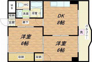 楠青山ハイツ(2DK/10階)の間取り写真