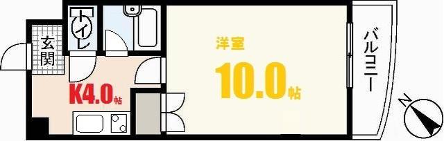 リスティア中筋(1K/2階)の間取り写真