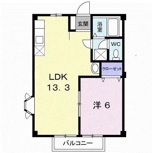 フローラ・国分寺B(1LDK/2階)の間取り写真