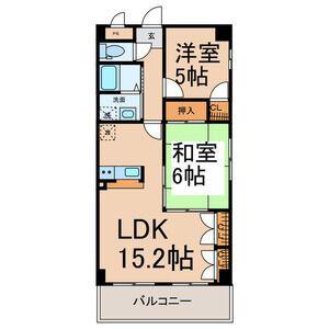 ホーエイ中根(2LDK/3階)の間取り写真