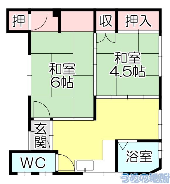 渡辺ハイツ(2K/3階)の間取り写真