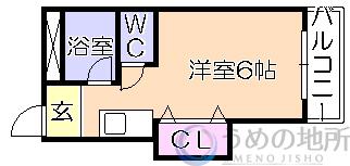 トマトハイツ(ワンルーム/2階)の間取り写真